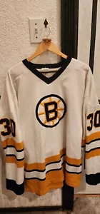 RARE VTG 1970S NHL Hattem Boston Bruins Jersey 30 Mens XL Gerry Cheevers Sweater - Picture 1 of 14