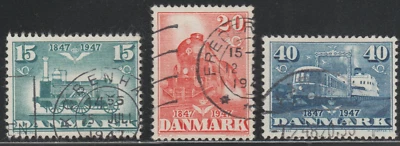 Denmak 1947 SC# 301 - 303 - Inauguration of Danish Railways cent. Used Lot # 074 - Image 1 of 2