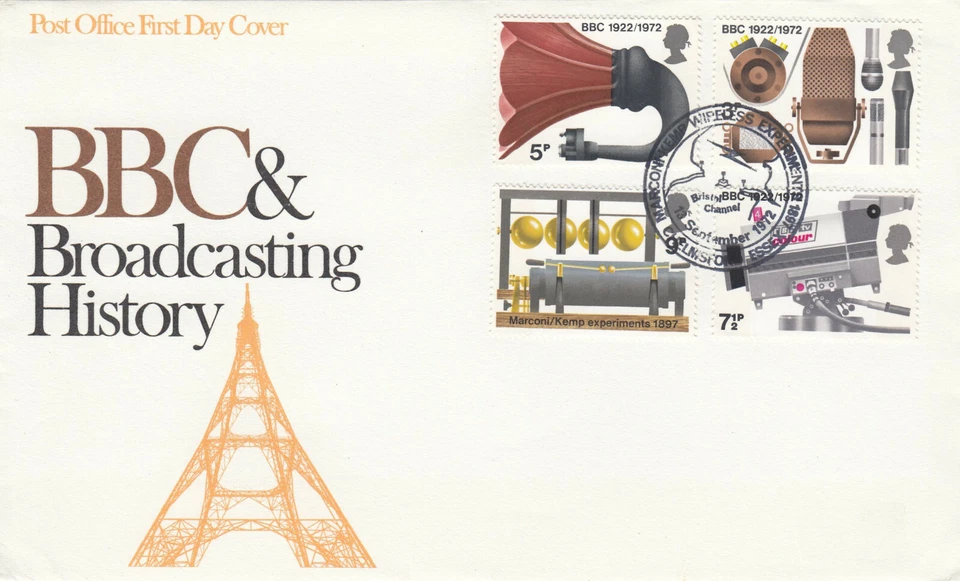 BBC GB PO FDC Marconi Kemp Wireless Experiments Chelmsford 1972 (58096) - Image 1 of 1
