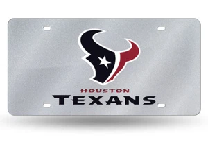 Houston Texans Bling Silver Glitter Laser Cut License Plate Tag NFL - Picture 1 of 1