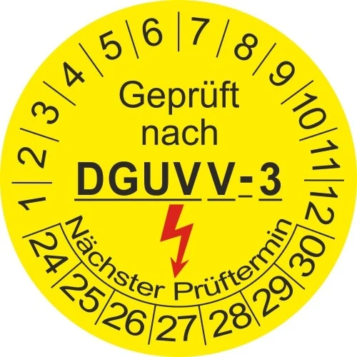 UVV BGV A3 DGUV V 3 Prüfplaketten 5061 2024 - 2030