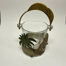Vintage 2-PIECE Ice Bucket Palm Tree Tiki Monkey Banana Handle ITALY- MCM