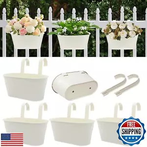 vensovo Metal Railing Planter for Outdoor Plants - 5 Pack Balcony Hanging Pla - Picture 1 of 5
