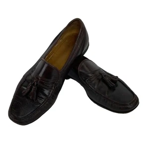 Bruno Magli Brown Loafers Tasseled Men's 9.5 M Leather Made in Italy Slip On - Picture 1 of 14