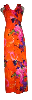 Vestido Halter Hawaiano Retro Vibrante Años 60 Waltah Clarke Vintage Talla 9 Foto 1 de 4