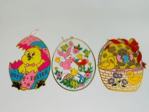Vintage Lot 3 Hanging Easter Plastic Suncatchers Decor - Picture 1 of 2