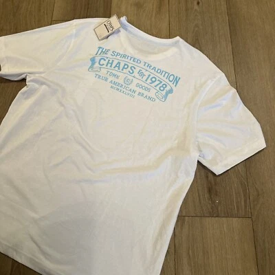 Camiseta Chaps Hombre Gráfica Tradición Americana Blanca Talla X-Grande NUEVA Comodidad Foto 1 de 4