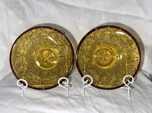 Vintage Tiara Amber Glass candy/nut 4 &3/4 Inch Pair Of Bowls - Picture 1 of 8
