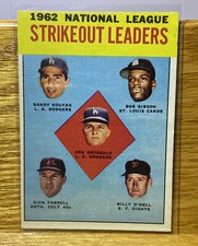 1963 Topps NL Leaders #9 Sandy Koufax, Don Drysdale, Bob Gibson FREE SHIPPING