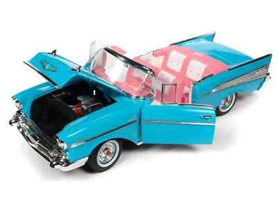 Auto World Barbie Aqua 1957 Chevy Bel Air Convertible 1:18 Diecast Car AWSS135 - Image 1 of 4