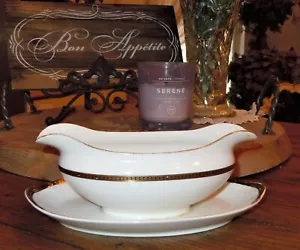 Noritake Nippon The ANGORA GRAVY BOAT Gold & Black Band Elegant Japan Fine China - Picture 1 of 11