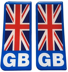 2x GB große Flagge blau Gel gewölbt Nummernschild Aufkleber - Bild 1 von 1