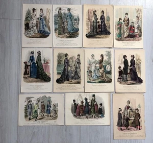 11x Gravurbretter Farbe Mode JOURNAL DES DEMOISELLES 19. Jahrhundert - Bild 1 von 7