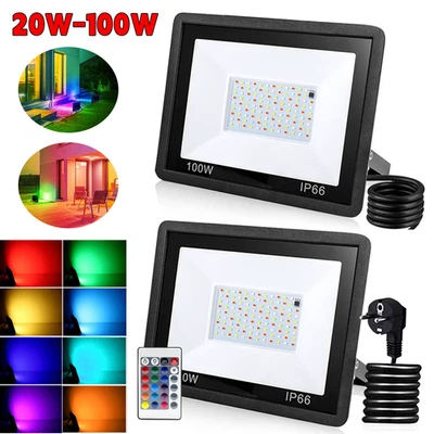 RGB LED Fluter Strahler Scheinwerfer IP66 Dimmbar Außenbeleuchtung 10W - 100W - Bild 1 von 4