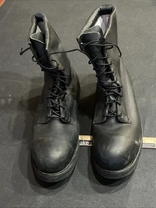Bottes de combat vintage Addison Shoe Co cuir noir bout acier Vibram hommes taille 12-1/2 W - Photo 1/24