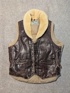 Chaleco Schott de Colección Para Hombres 40 Cuero Marrón Aviador Bombardero Años 80 Puffer  - Imagen 1 de 15