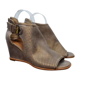 Donald Pliner Lottie Open Toe Light Bronze Wedge Sandal Bootie US 8 Suede Leathe - Picture 1 of 14