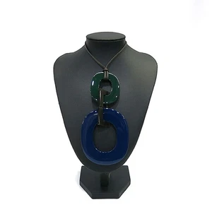 Hermes green navy CORN horn decoration necklace - Picture 1 of 5