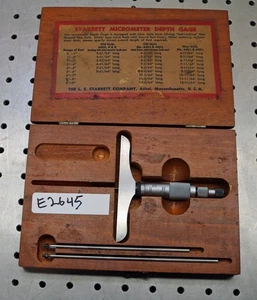 Starrett No. Micrómetro de profundidad 445 0-3" en estuche de madera, con varilla de ranura - - - E2645 - Imagen 1 de 18