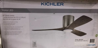 KICHLER Volos 48 in. Integrated LED Indoor MATTE WHITE Flush Mount Ceiling Fan - Image 1 of 3