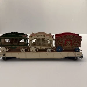 Vintage O Gauge , Wardie J Sparks Circus , Flat Car With Three Wagons - Picture 1 of 12