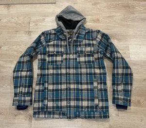Chaqueta de snowboard Burton Dryride Hackett aislada a cuadros con capucha para hombre talla grande - Imagen 1 de 11