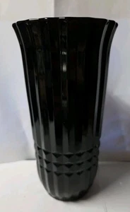 Vintage FTD schwarze Glas Vase Art Deco Stil 80er Jahre schöne Vase - Bild 1 von 4