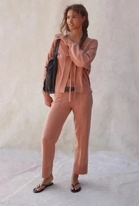 Free People Solar Sweater Set Small Rust Color Beach Cardigan Lounge Pants New - Picture 1 of 11