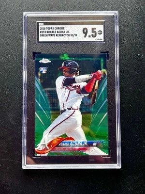2018 Topps Chrome Ronald Acuna Jr Green Wave Refractor/99 SGC 9,5 Rookie RC  Foto 1 de 2
