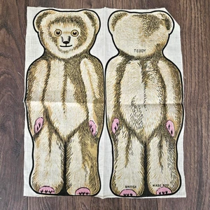 Oso de peluche antiguo vintage de tela de tela hecho en Gran Bretaña Sunshine Sieve Co - Imagen 1 de 6