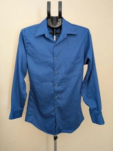 Arrow men's collared button down long -sleeve denim blue size 14 1/2 small 32/33 - Picture 1 of 8