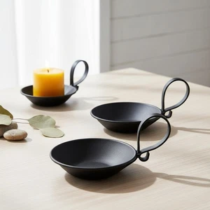 2PCS Portacandele in Ferro Nero Opaco Manico Stile Industriale per Matrimonio Hom... - Foto 1 di 9