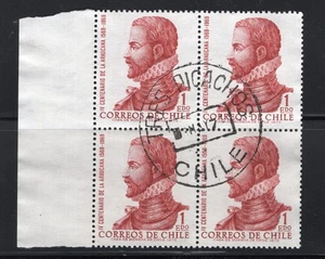 CHILE PEQUEÑO PUEBLO CANCELAR TRES PICACHOS en 1e° rojo en bloque de 4 - Imagen 1 de 1