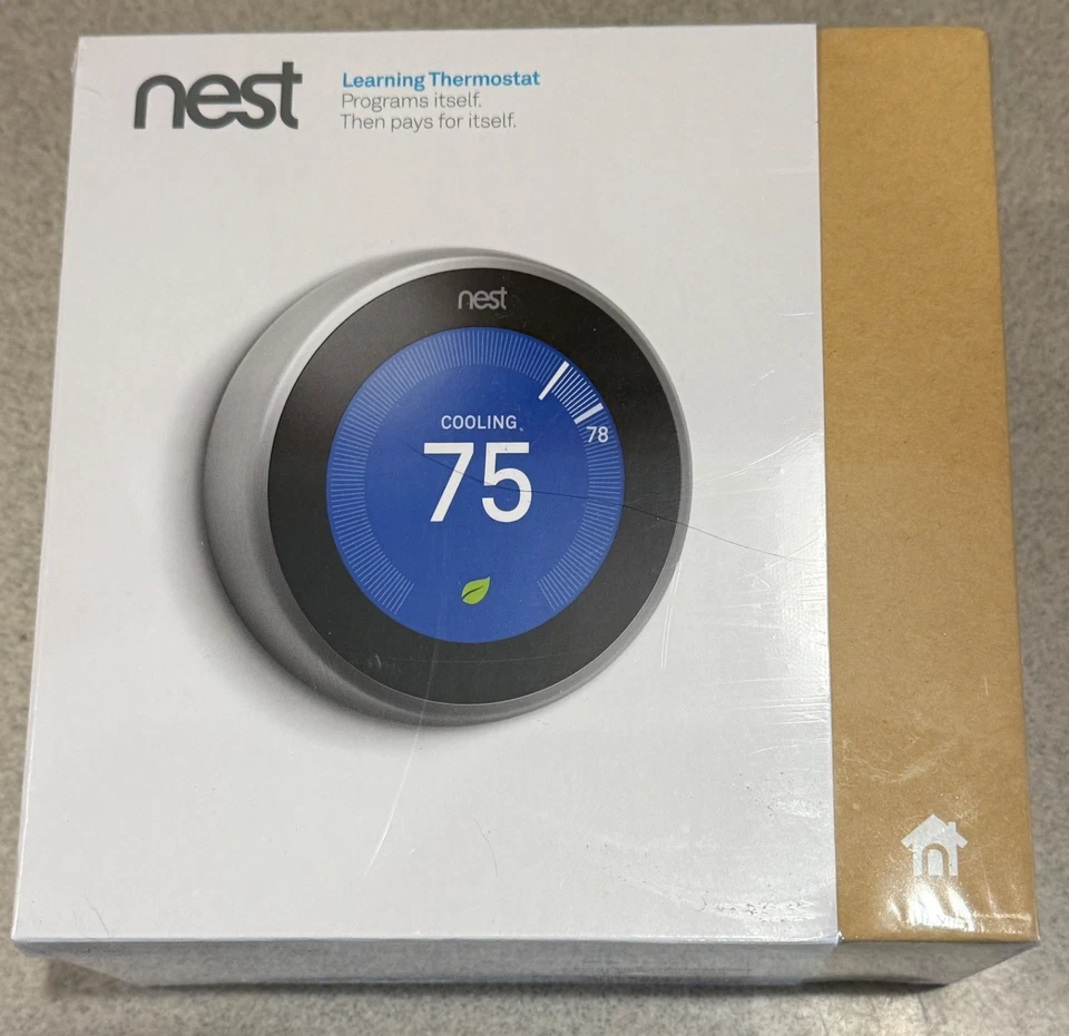 SEALED Nest 3rd Generation Learning Thermostat T3007ES Stainless Steel - Image 1 of 4