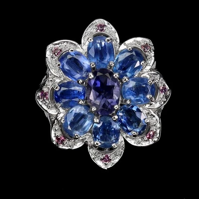 925 Sterling Silver Ring Oval Iolite Kyanite Rhodolite Gemstone Jewelry Size 7 - Image 1 of 4