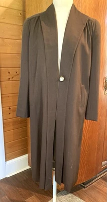 Vintage 1940s WW2 overcoat chocolate brown wool gabardine shoulder pads B 43 - Image 1 of 4