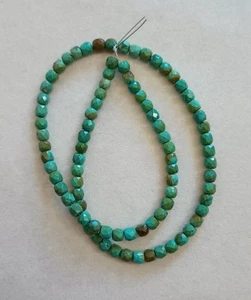 OLD STOCK CLOUD MOUNTAIN TURQUOISE 5MM FACETED PUEBLO DRUM BEADS - 15.5" - 5024E - Picture 1 of 3