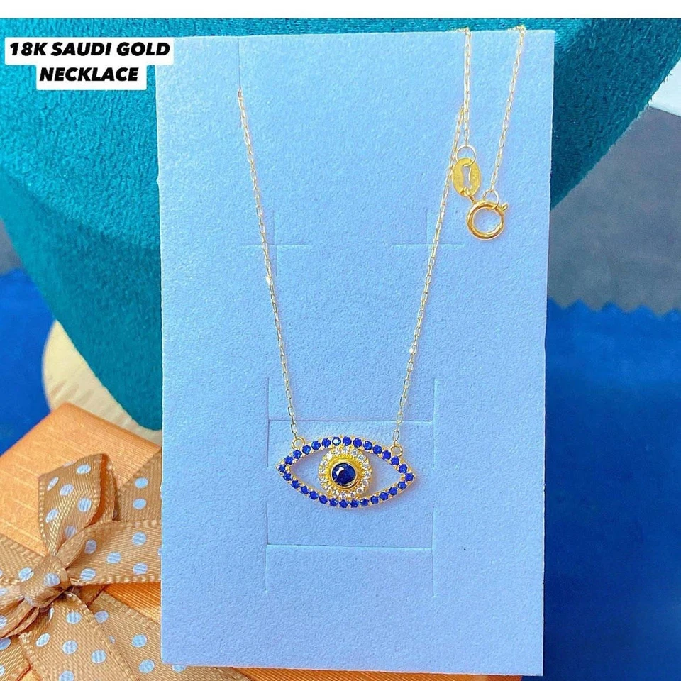 "COLLAR OJO LIGERO ORO AMARILLO SAUDÍ REAL 18K 18""" Foto 1 de 1