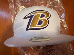 New Baltimore Ravens New Era Omaha Lettermark 59Fifty White NFL Cap Hat 7 1/8 - Picture 1 of 4