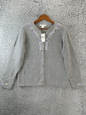 Cárdigan Suéter De Colección Dressbarn Para Mujer M Gris Seda Conejo Floral Cottagecore Foto 1 de 4