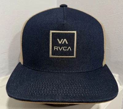 RCVA VA 网眼平沿帽卡车司机帽海军蓝/米色  — 第 1/4 张图片