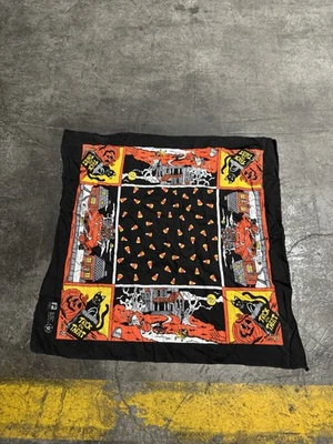 Vintage USA Made Halloween 100% Cotton Bandana Handkerchief Spooky Candy Corn - Image 1 of 4