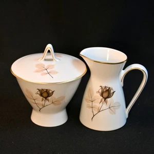 Rosenthal Mini Milchkännchen & Zuckerdose mit Deckel Shadow Rose Braun Schwarz mit Gold 1954-1989 - Bild 1 von 17