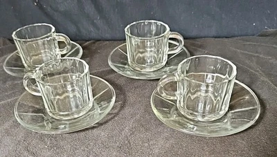 Juego de 4 tazas y platillos de vidrio espresso Bormioli Italia Demitasse envío gratuito  Foto 1 de 3