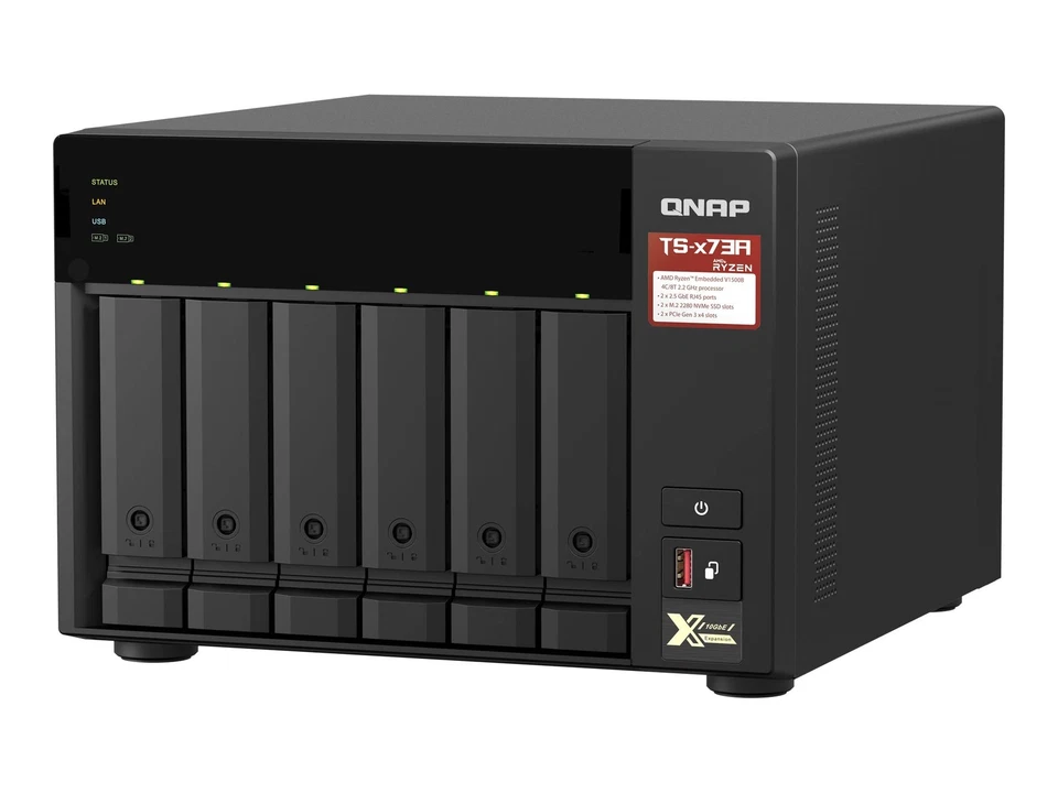QNAP TS-673A-8G 6 Bay Desktop NAS Enclosure - 8GB RAM, AMD Ryzen Quad-core 2.2 G - Image 1 of 4