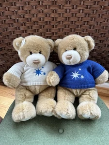 Brooks Brothers Plush Teddy Bear St Jude Gund Star Sweater Boy Girl Set Of 2 - Picture 1 of 7