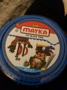 Zuru Mayka Toy Block Tape 2M/6.5 FT Blue 4 Row Compatible Lego Stick Reuse NEW - Picture 1 of 2