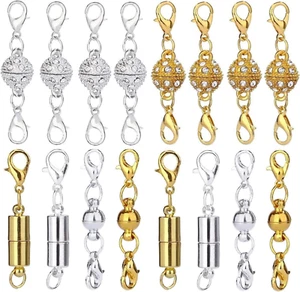 16 Pcs Magnetic Lobster Clasps for Jewelry Necklace Bracelet, Rhinestone Ball an - Picture 1 of 12