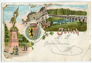 Litho AK Jülich,Krieger-denkmal,Wappen,Brücke 1896 - Picture 1 of 2