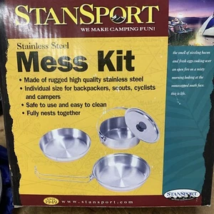 Stansport Stainless Steel Nesting Mess Kit 4PC - Picture 1 of 5